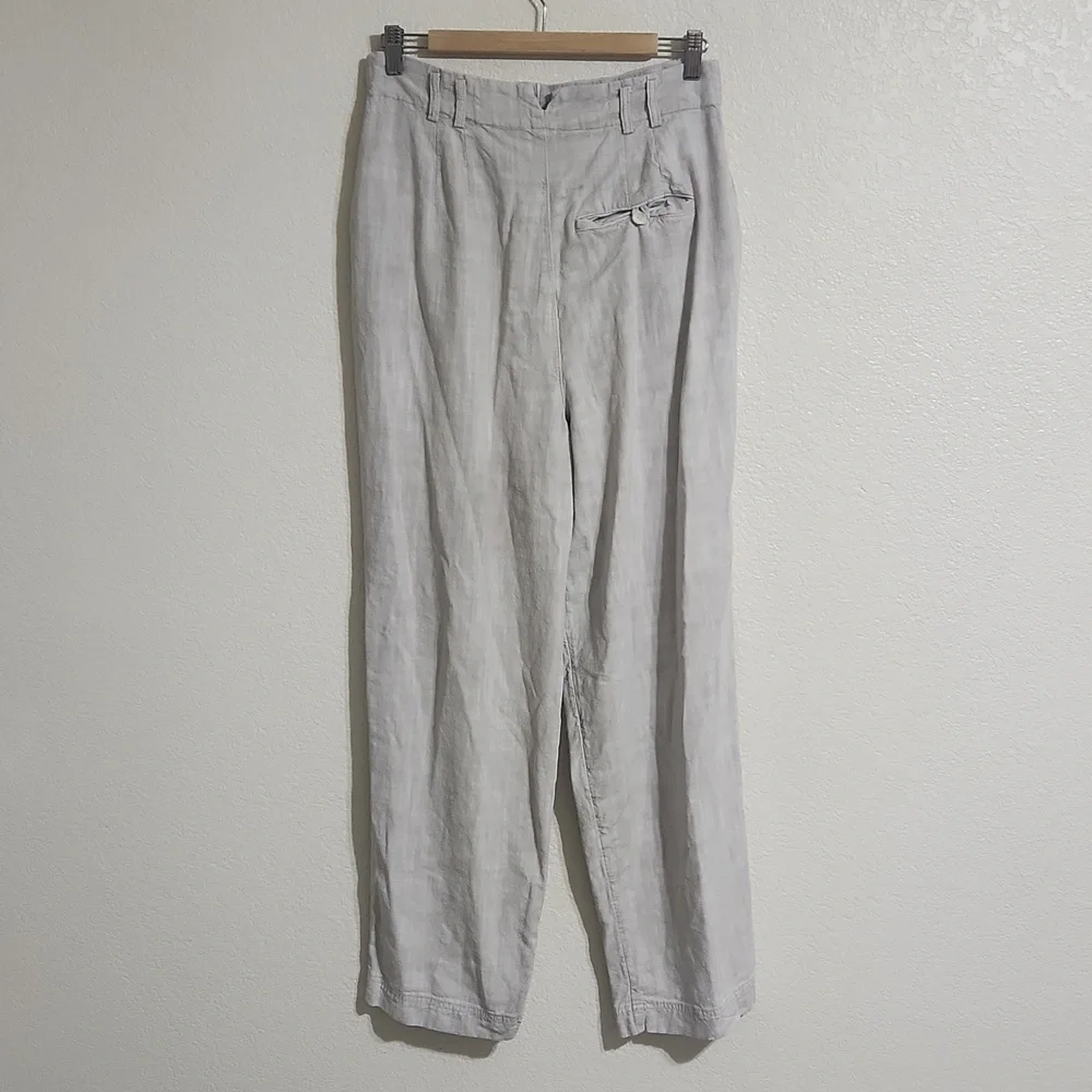 Free People Calla Pleated Trousers Womens 6 Neutral Relaxed Linen Blend